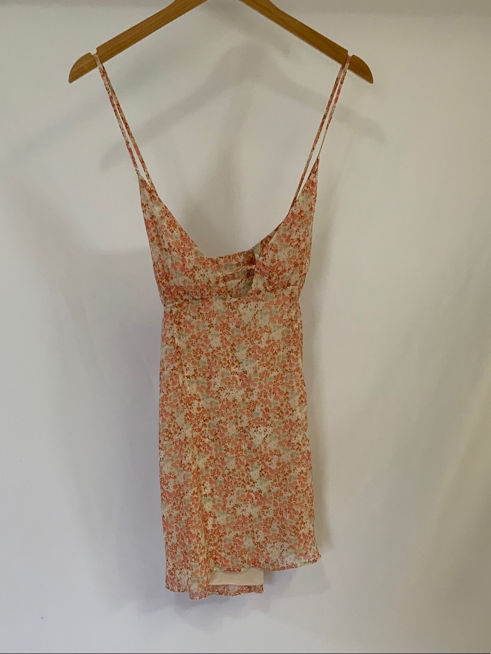 Zara Peach Floral Slip Dress with Cream Accents